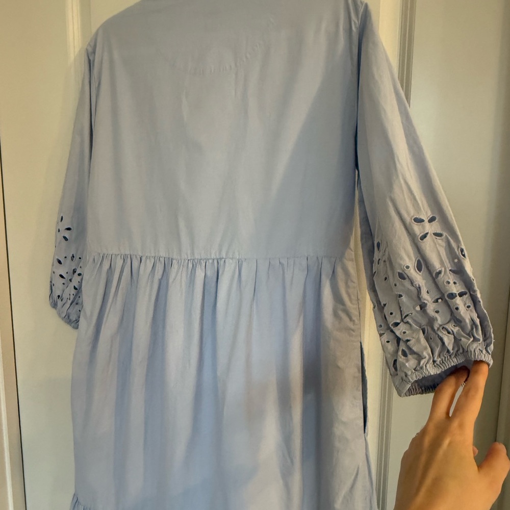 Maeve Bettina Tiered Shirt Dress-Light Blue Eyelet - Picture 13 of 15